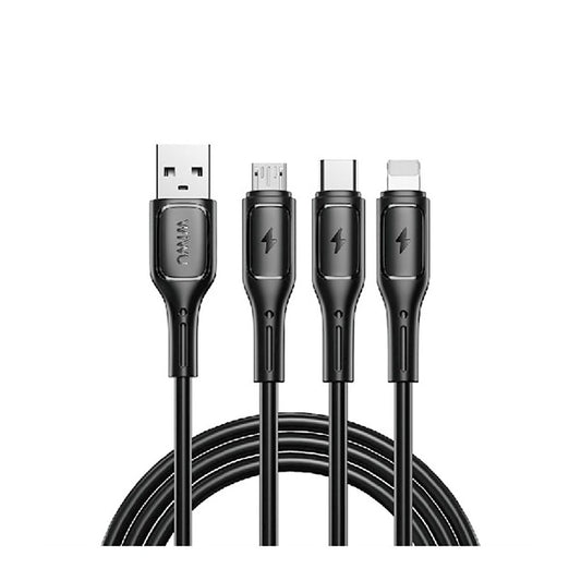 WIWU WI-C045 USB TO 3 IN 1 CABLE -  BLACK