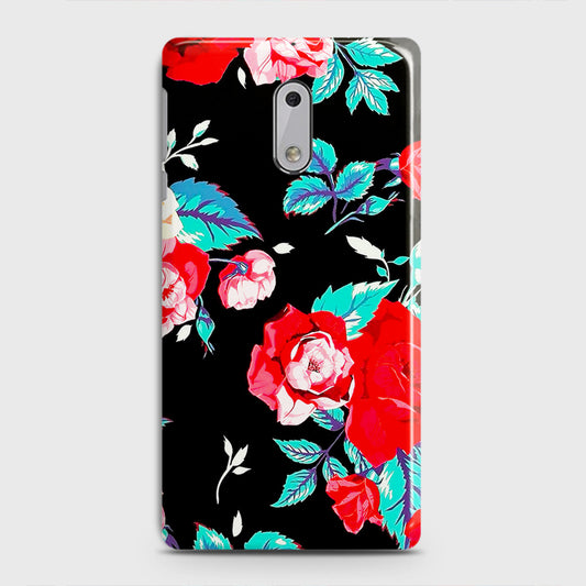 Nokia 6 Cover - Luxury Vintage Red Flowers Printed Hard Case with Life Time Colors Guarantee