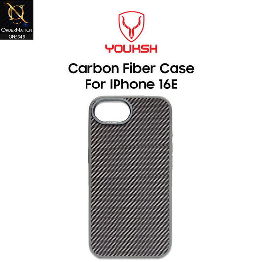 iPhone 16e Cover - Gray - Youksh Carbon Fiber Soft Borders Case