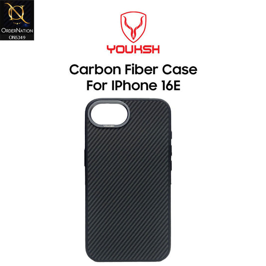 iPhone 16e Cover - Black - Youksh Carbon Fiber Soft Borders Case