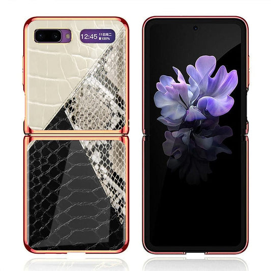 Samsung Galaxy Z Flip Cover - Printed Skins Series - D33 - Premium Electroplated Infinity Ultra Shine Glass Soft Silicon Borders Case ( Fast Delivery )