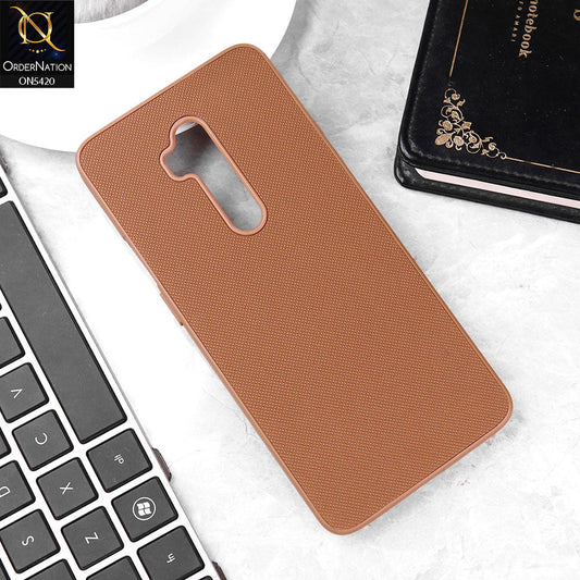OnePlus 7 Pro Cover - Brown - New Dotted Leather Texture Soft Borders Case
