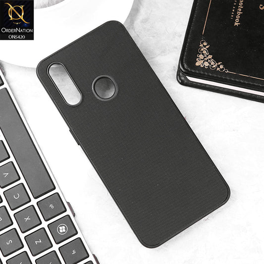 Oppo A8 Cover - Black - New Dotted Leather Texture Soft Borders Case