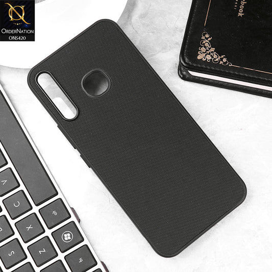 Vivo Y15 Cover - Black - New Dotted Leather Texture Soft Borders Case