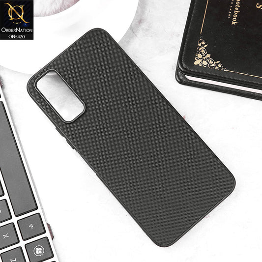 Vivo Y20a Cover - Black - New Dotted Leather Texture Soft Borders Case