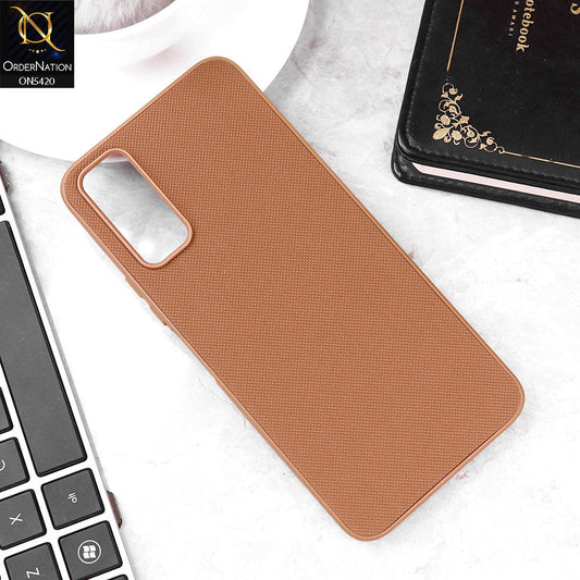 Vivo Y20a Cover - Brown - New Dotted Leather Texture Soft Borders Case