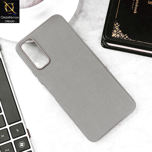 Vivo Y20a Cover - Gray - New Dotted Leather Texture Soft Borders Case
