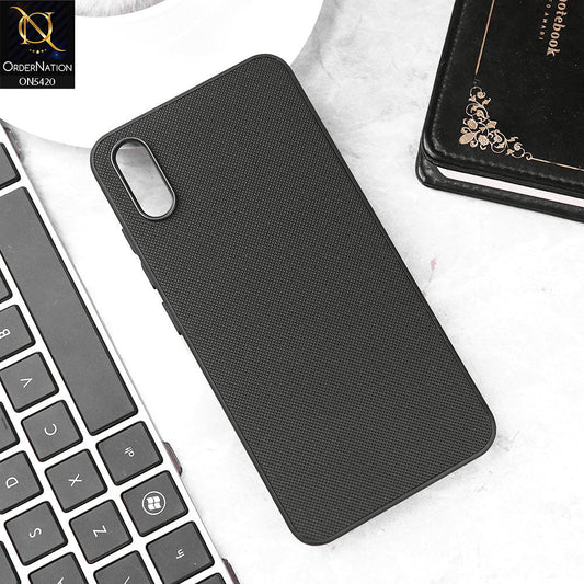 Vivo Y90 Cover - Black - New Dotted Leather Texture Soft Borders Case