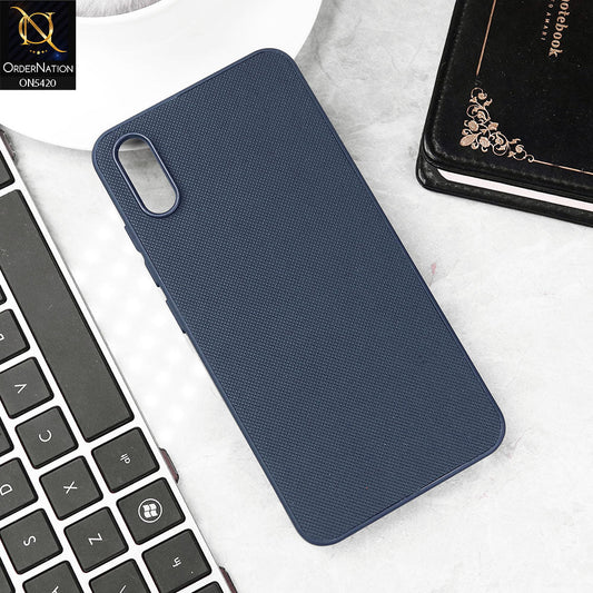 Vivo Y90 Cover - Blue - New Dotted Leather Texture Soft Borders Case