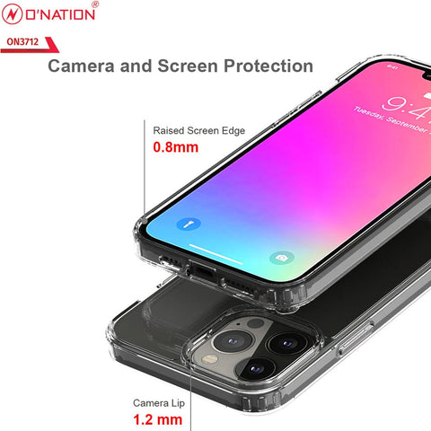 iPhone 13 Pro Max Cover - Black - ONation Crystal Series - Premium Quality Clear Case No Yellowing Back With Smart Shockproof Cushions