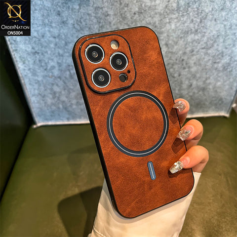 iPhone 11 Pro Cover - Dark Brown - New Luxury Matte Leather Magnetic MagSafe Wireless Charging Soft Case