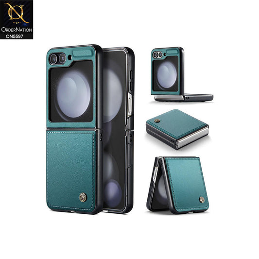 Samsung Galaxy Z Flip 5 5G Cover - Green -  CaseMe Premium Wallet Case with RFID Blocking & Kickstand Black