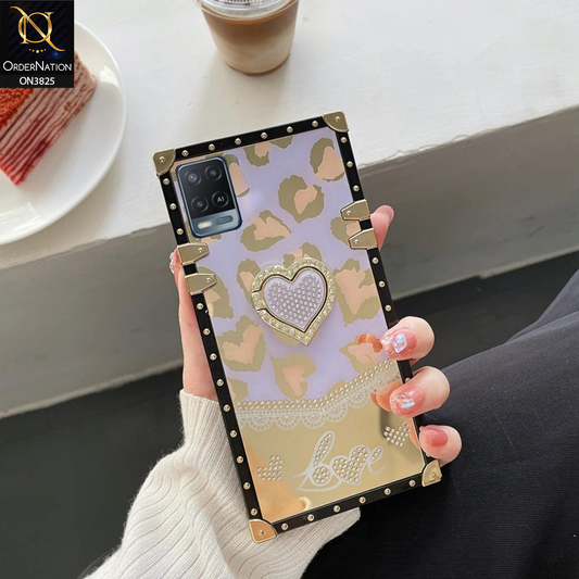 Oppo A54 4G Cover - Design3 - Heart Bling Diamond Glitter Soft TPU Trunk Case With Ring Holder
