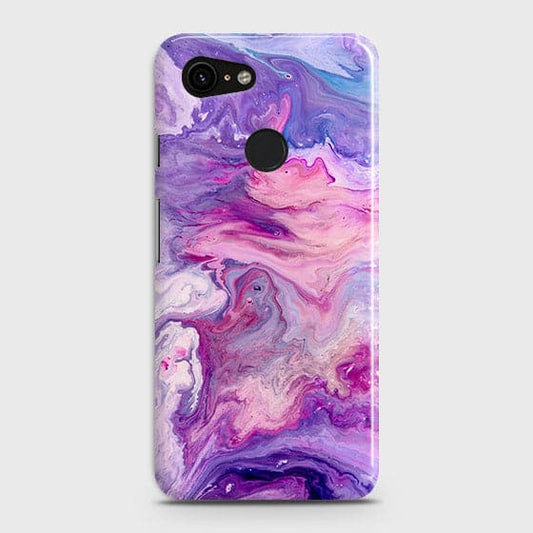 Google Pixel 3 Cover - Chic Blue Liquid Marble Printed Hard Case with Life Time Colors Guarantee b56 ( Fast Delivery )