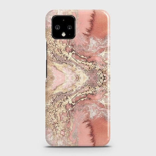 Google Pixel 4 Cover - Trendy Chic Rose Gold Marble Printed Hard Case with Life Time Colors Guarantee (Fast Delivery)
