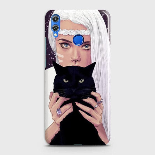 Huawei Honor 8C Cover - Trendy Wild Black Cat Printed Hard Case with Life Time Colors Guarantee ( Fast Delivery )
