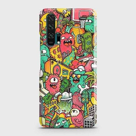 Honor 20 Pro Cover - Matte Finish - Candy Colors Trendy Sticker Collage Printed Hard Case with Life Time Colors Guarantee ( Fast Delivery )