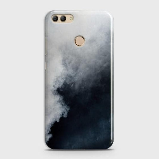 Huawei Y9 2018 Cover - Matte Finish - Trendy Misty White and Black Marble Printed Hard Case with Life Time Colors Guarantee ( Fast Delivery )