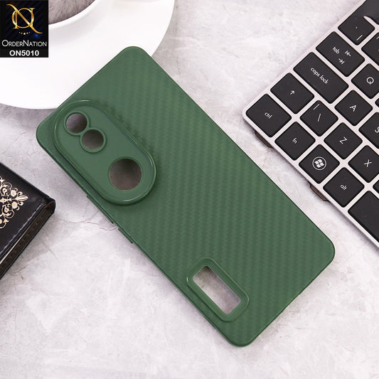 Vivo V50 Cover - Green - New Carbon Fiber Ultra Thin Matte Soft Case With Logo Hole
