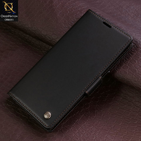 Samsung Galaxy S24 Ultra Cover - Black -   CaseMe Classic Leather Wallet RFID Blocking Magnetic Buckle Flip Book Case