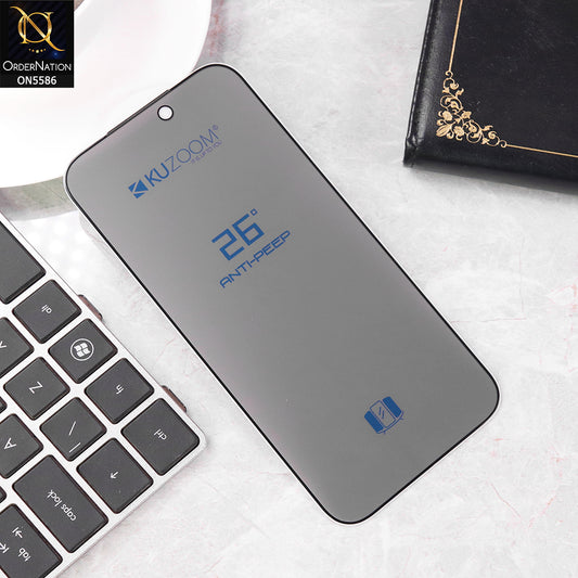 iPhone 16 Pro Screen Protector - Transparent - Kuzoom 26 Degree Privacy Glass Full Screen Tempered Glass