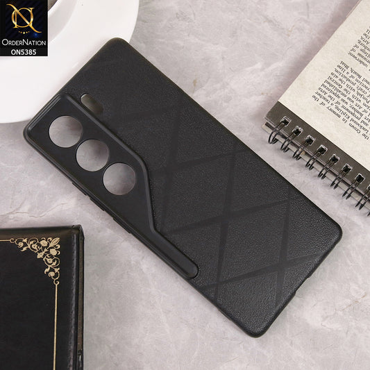 Tecno Camon 40 Cover - Black - Leather Texture Soft Case With Camera Protection