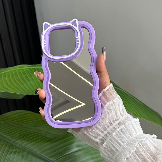 Infinix Smart 8 Cover - Purple - Cute 3D Cartoon Soft Silicone Mirror Case