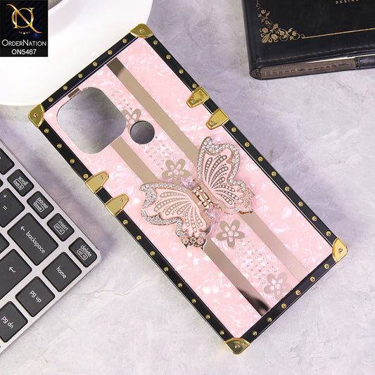 Xiaomi Redmi A1 Plus Cover - Pink - Luxury Shiny Rhinestone Butterfly Electroplated Square Trunk Soft Case