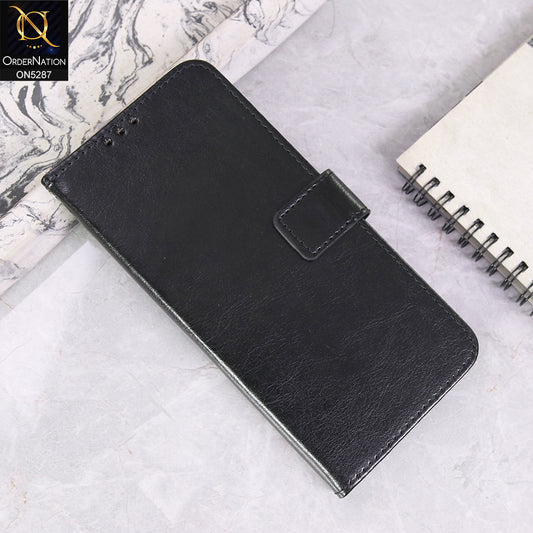 Xiaomi Redmi A1 Plus Cover - Black - Premium PU Leather Magnetic Flip Book Card Slots Wallet Soft Case