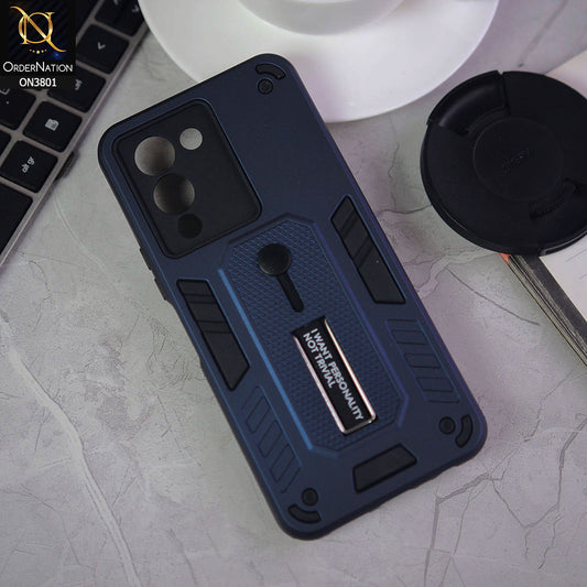 Infinix Note 12 G96 Cover - Midnight Blue - Hybrid Stylish Slide Finger Grip With Metal Kickstand Soft Borders Case