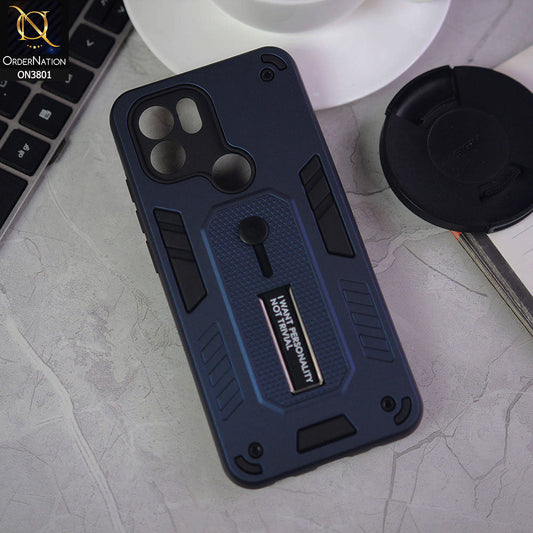Xiaomi Redmi A1 Plus Cover - Midnight Blue - Hybrid Stylish Slide Finger Grip With Metal Kickstand Soft Borders Case