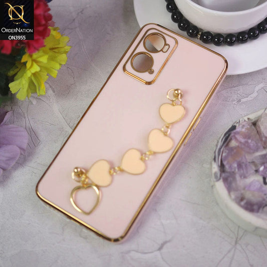 Oppo A36 Cover - Pink - New Electroplated Soft Silicone Camera Protection Case With Heart Chain Holder