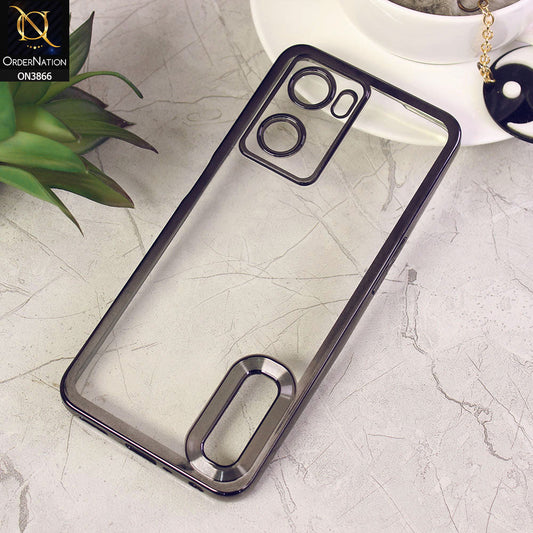 Oppo A77 4G Cover - Black - Electroplating Borders Chrome Logo Hole Soft Silicone Camera Bumper Case