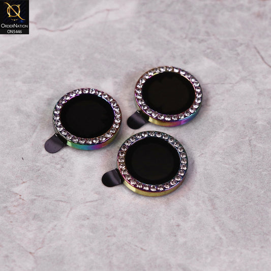 iPhone 13 Pro Max Camera Protector - Rainbow - Rhinestones Diamond Inlaid Camera Lens Rings Protector
