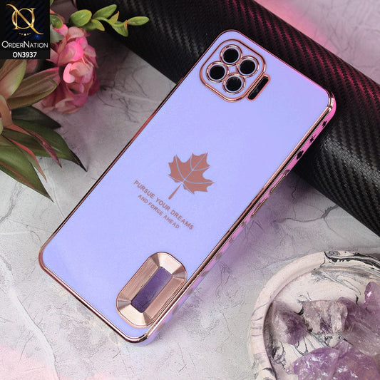 Oppo A93 Cover - Design 4 - New Electroplating Borders Maple Leaf Chrome logo Hole Camera Protective Soft Silicone Case