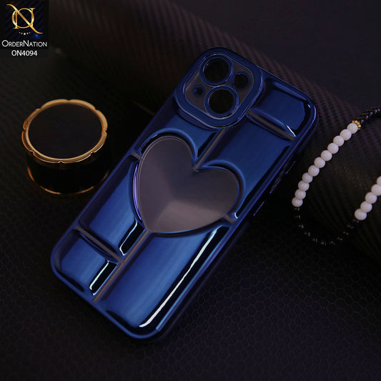 iPhone 15 - Blue -  Electroplating 3D Hollow Love Heart Soft Case