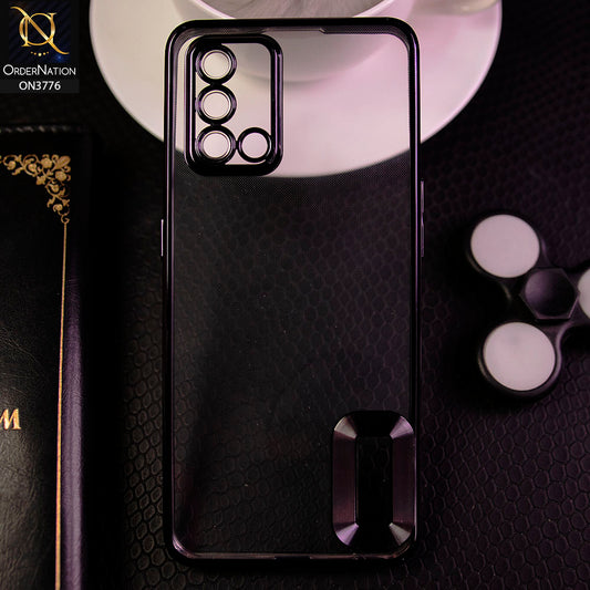 Oppo F19 Cover - Black - Electroplating Borders Logo Hole Camera Lens Protection Soft Silicone Case