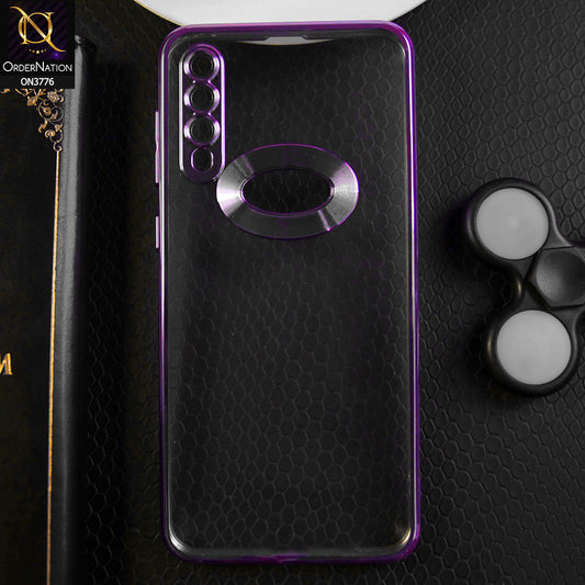 Samsung Galaxy A50s Cover - Purple -  Electroplating Borders Logo Hole Camera Lens Protection Soft Silicone Case