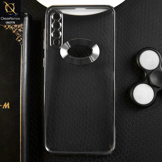 Samsung Galaxy A30s Cover - Silver -  Electroplating Borders Logo Hole Camera Lens Protection Soft Silicone Case