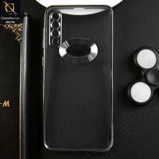 Samsung Galaxy A50s Cover - Silver -  Electroplating Borders Logo Hole Camera Lens Protection Soft Silicone Case