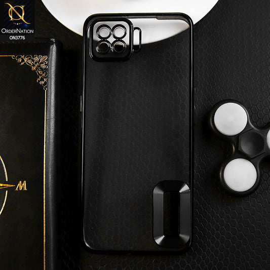 Oppo F17 Cover - Black -  Electroplating Borders Logo Hole Camera Lens Protection Soft Silicone Case