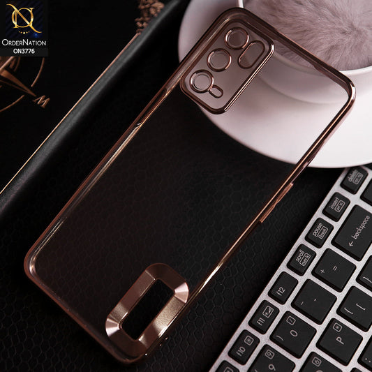 Oppo A55 5G Cover - Golden -  Electroplating Borders Logo Hole Camera Lens Protection Soft Silicone Case