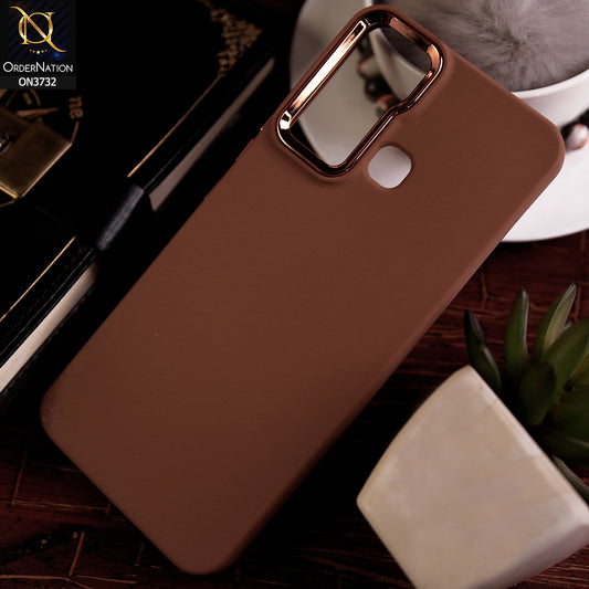 Infinix Hot 20 Play Cover - Brown -Electroplated Camera Border Soft Silicon Case