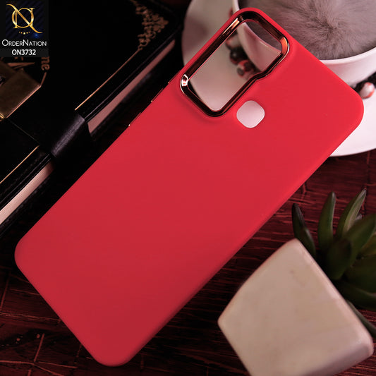 Infinix Hot 20 Play Cover - Red -Electroplated Camera Border Soft Silicon Case