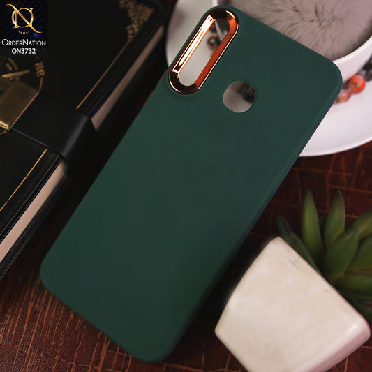 Infinix Hot 8 Cover - Green -Electroplated Camera Border Soft Silicon Case