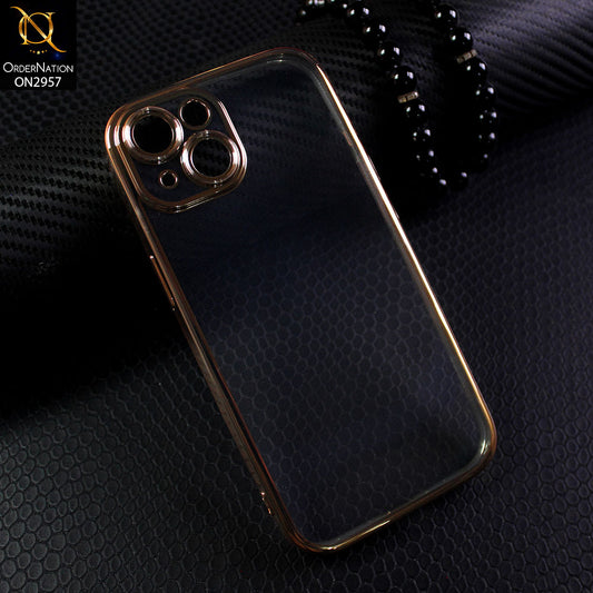 iPhone 15 Cover - Golden - Soft Silicone Transparent Clear Case  with Camera Lense Protection