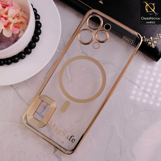 Xiaomi Redmi Note 12R -  Golden -  Electroplated Shiny Borders Soft Silicone Camera Protection Clear Case
