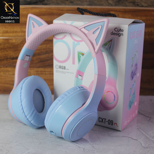 CXT-09 Cute design Rgb light Wireless Headphones - Blue