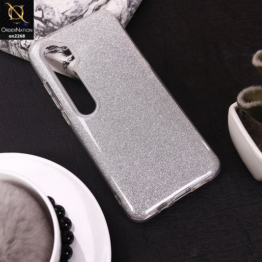 Xiaomi Mi CC9 Pro Cover - Silver - Sparkel Glitter Bling Hybrid Soft Protective Case Gillter Does Not Move
