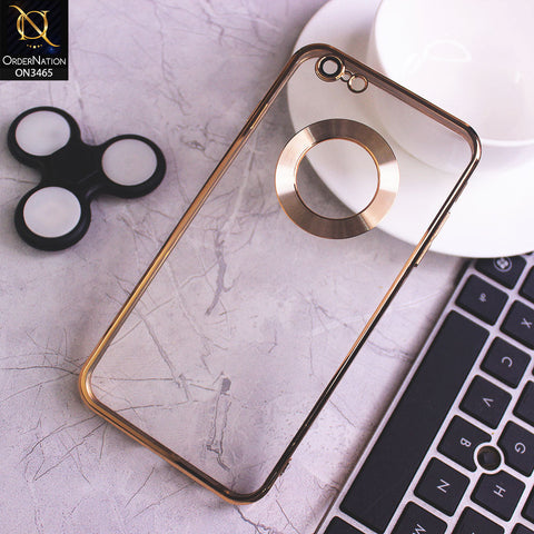 iPhone 6S / 6 Cover - Golden - Soft Color Borders Logo Hole With Camera Protection Clear Back Case
